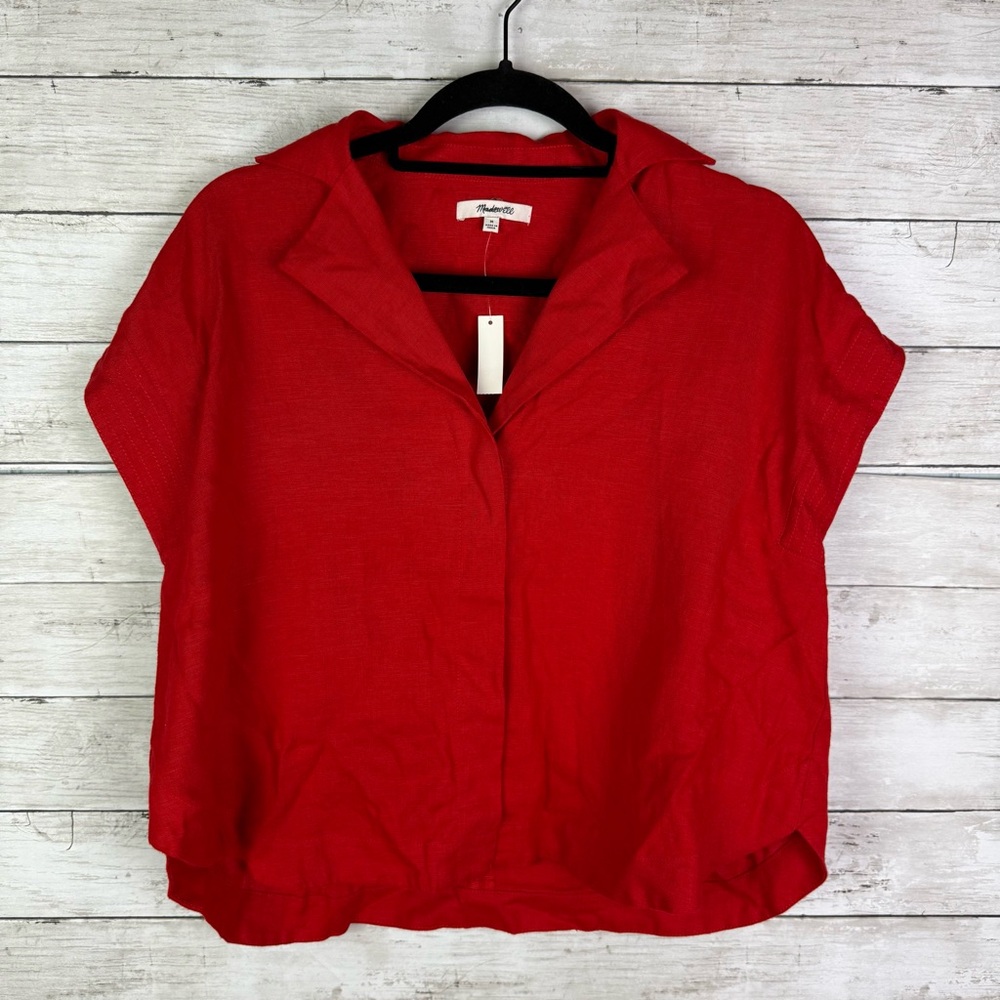 Madewell Resort Collar Shirt Festival Red Size Medium - Picture 4 of 6